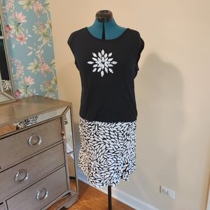 Ronni Nicole by Ouida Women's Black and White Shirt & Skirt Set 12